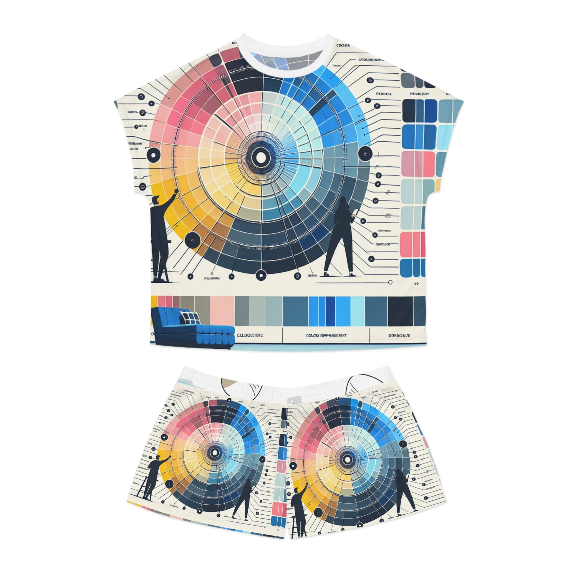 Color Wheel Women's Short Pajama Set | Relaxed Fit, Artistic Sleepwear, Perfect Gift for Artists & Creatives, Lounge Wear, Summer PJs