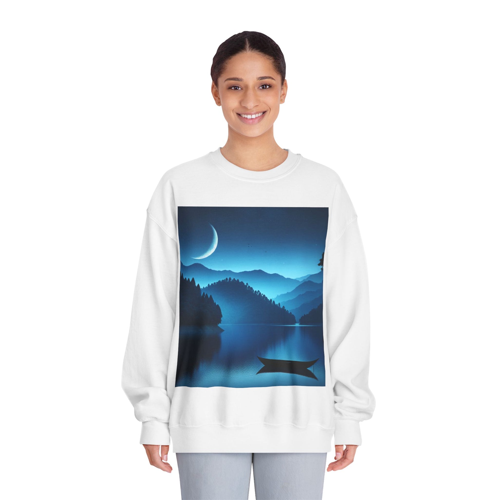 Moonlit Lake Sweatshirt - Cozy Unisex Crewneck for Nature Lovers, Ideal for Outdoor Adventures, Gifts for Him & Her, Matching Couple [...]