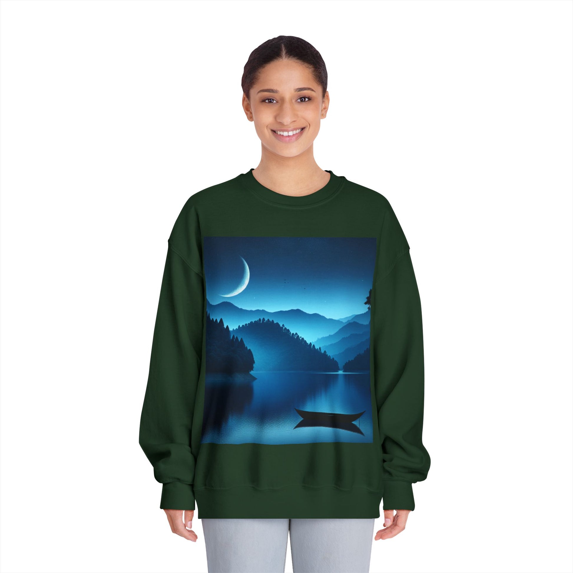 Moonlit Lake Sweatshirt - Cozy Unisex Crewneck for Nature Lovers, Ideal for Outdoor Adventures, Gifts for Him & Her, Matching Couple [...]